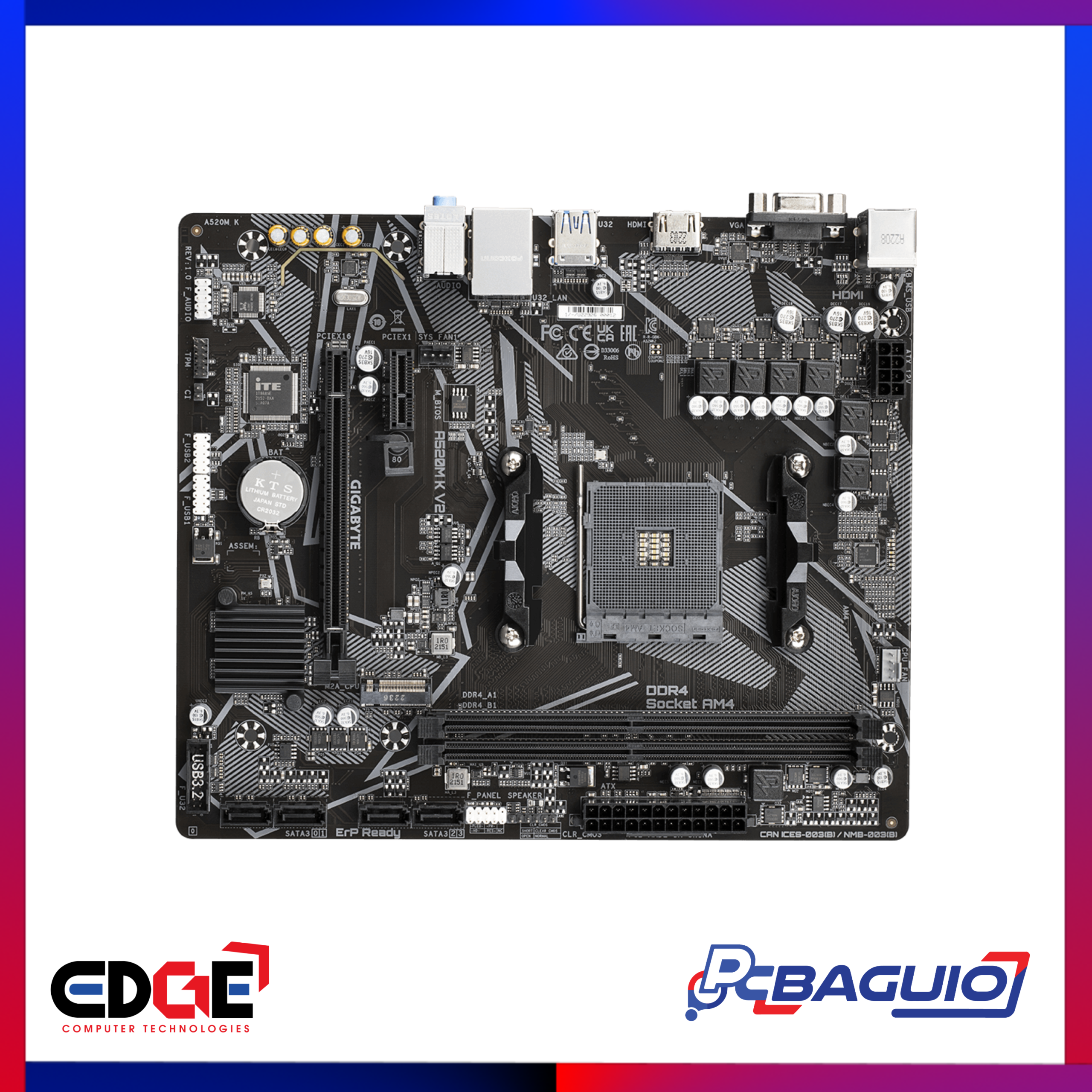 GIGABYTE A520M K V2 AMD MOBO, AM4 3