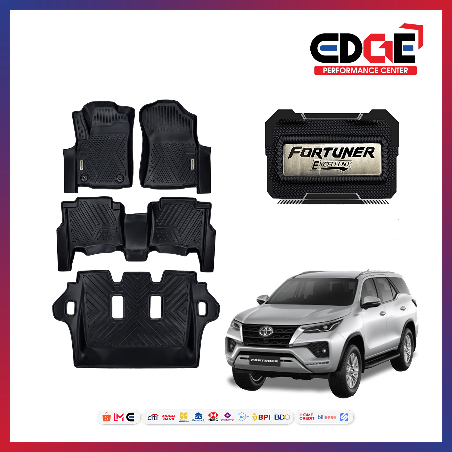 2016 to 2026 Fortuner Excellent 5D DeepDish matting (3 rows)