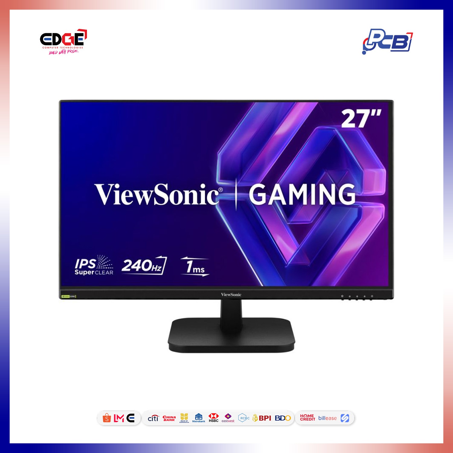 VIEWSONIC VX27G30 27" Gaming Monitor | FHD 1920 x 1080 IPS | 1ms 240Hz