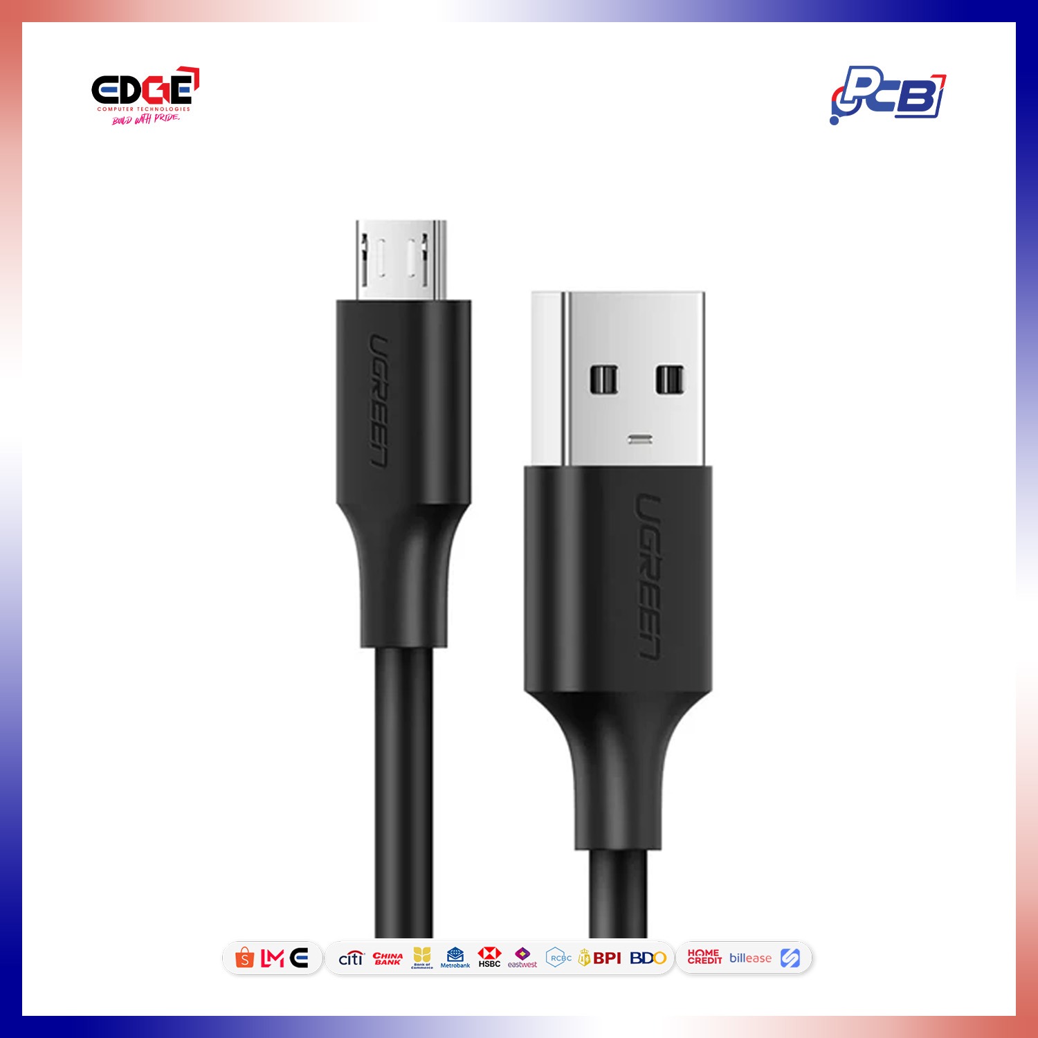 1mtr, UGREEN US289/60136 2A USB-A to Micro USB Cable, Black