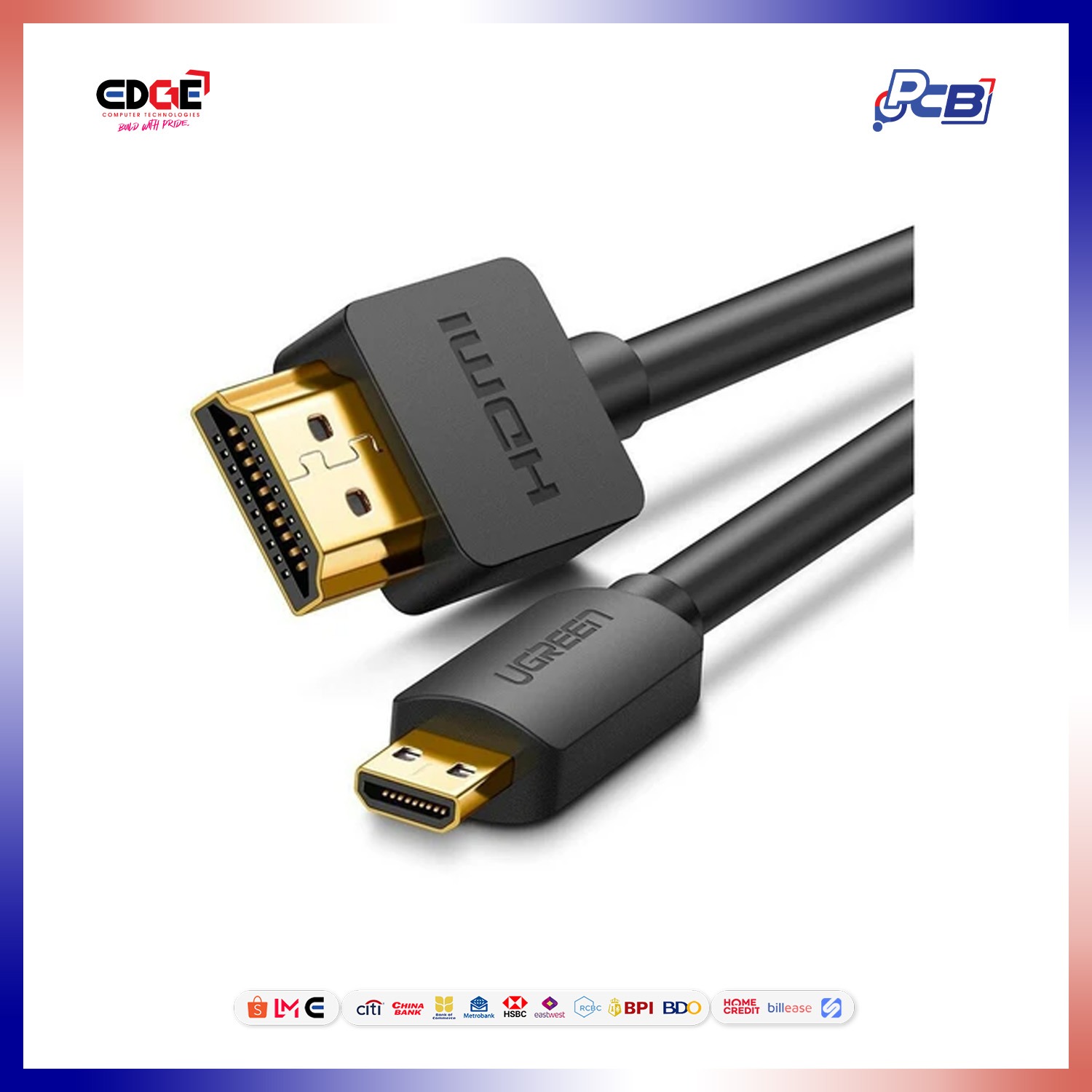 2mtrs, UGREEN HD127/30103 Mircro HDMI to HDMI Cable, Black