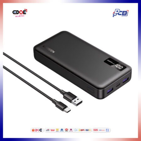 20000mAh/20W, UGREEN PB312/95424B Two-way Charging Power Bank, Black