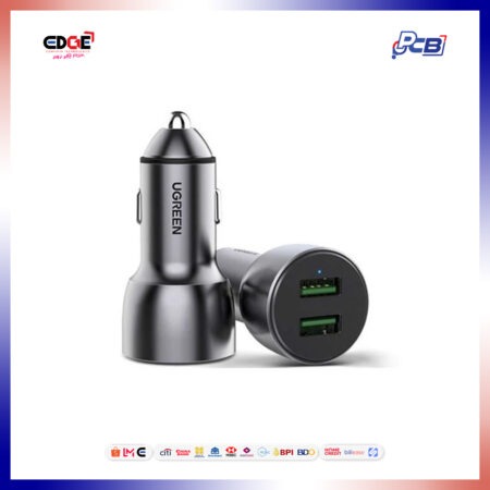 36W UGREEN CD213 Dual USB Car Charger, Dark Blue