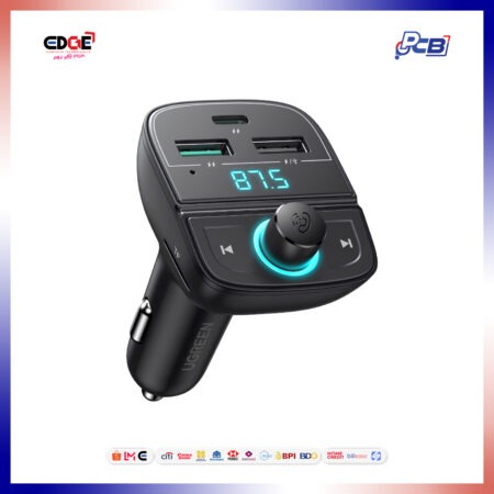 31.5W UGREEN CD229 Bluetooth FM Transmitter, 5.0+PD+QC3.0+USB Flash Drive+TF, Car Charger, Black