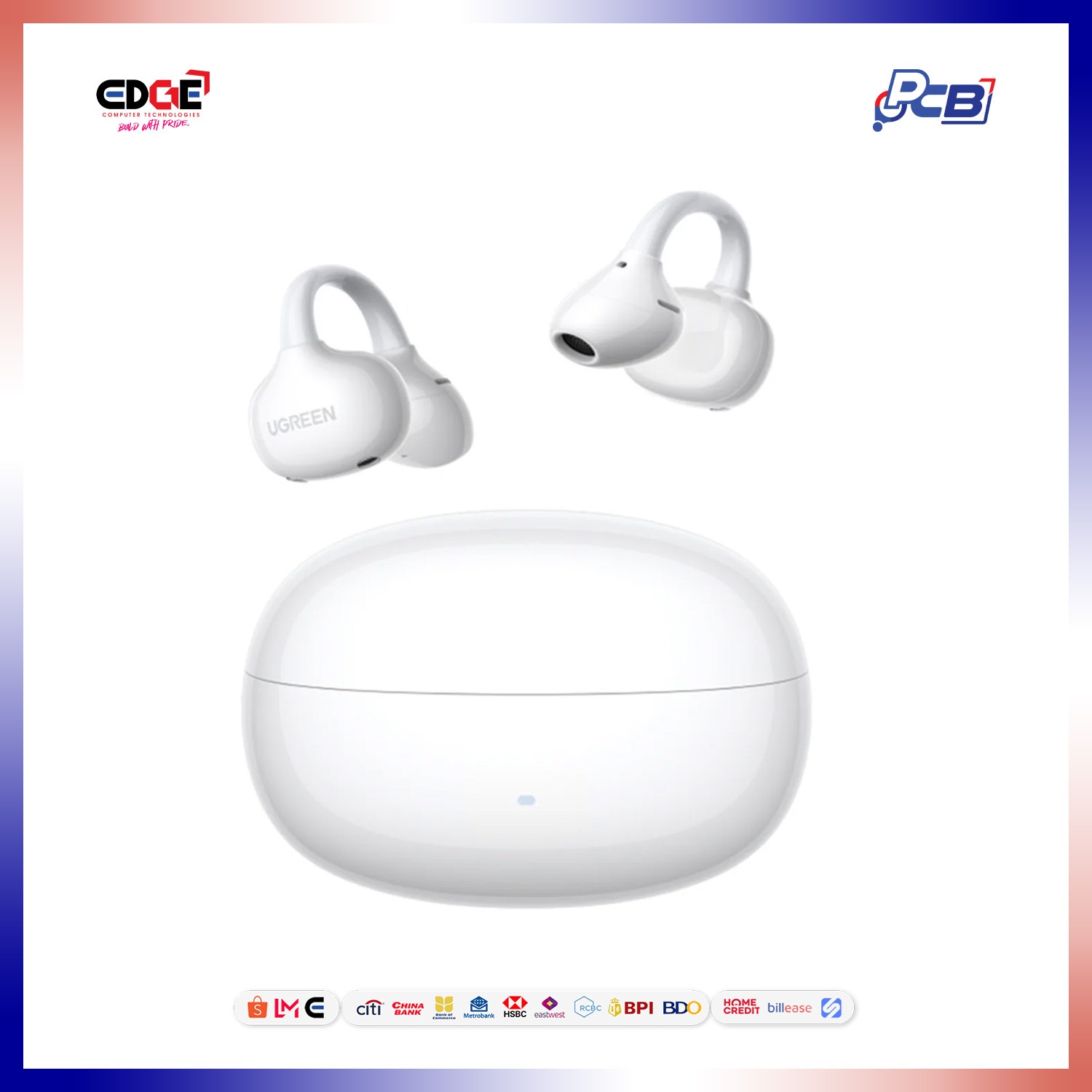 UGREEN ClipBuds Pro WS218 Hybrid Active-Boise Cancelling Earbuds, White
