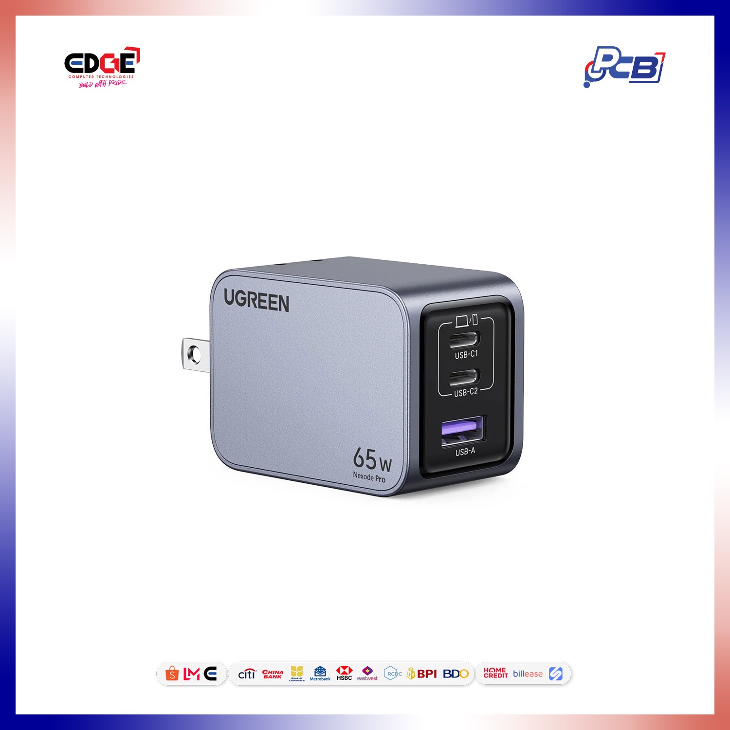1.5mtrs, 65W UGREEN Nexode Pro X755 3-Port GaN Charger Power Adapter