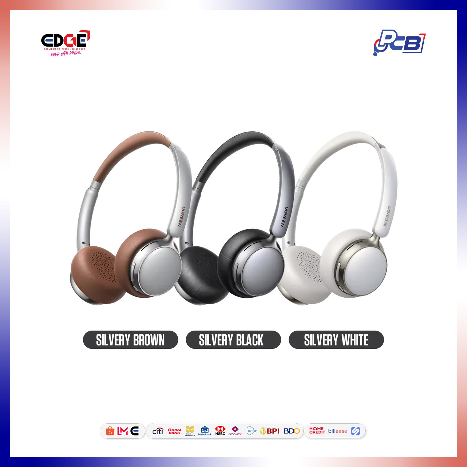 UGREEN Studio Plus HP207 Noise Cancelling Headphone (White, Silver Brown, Black)