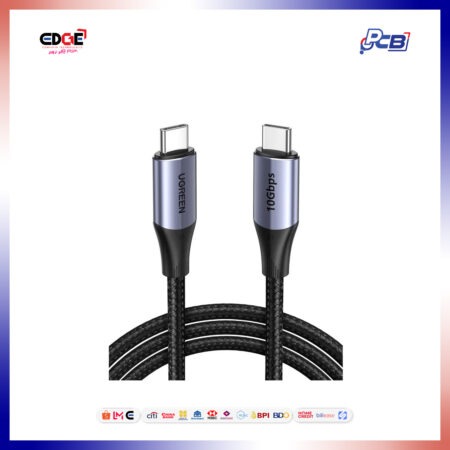 1mtr, UGREEN US355/80150 USB 3.2 Gen 2 to USB 3.2 Gen 2 Cable, Black