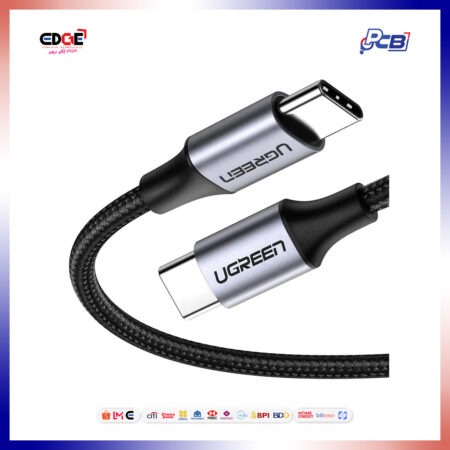 UGREEN US261/50152 60W USB-C to USB-C PD Fast Charging Cable, Gray Black (1mtr, 2mtrs)