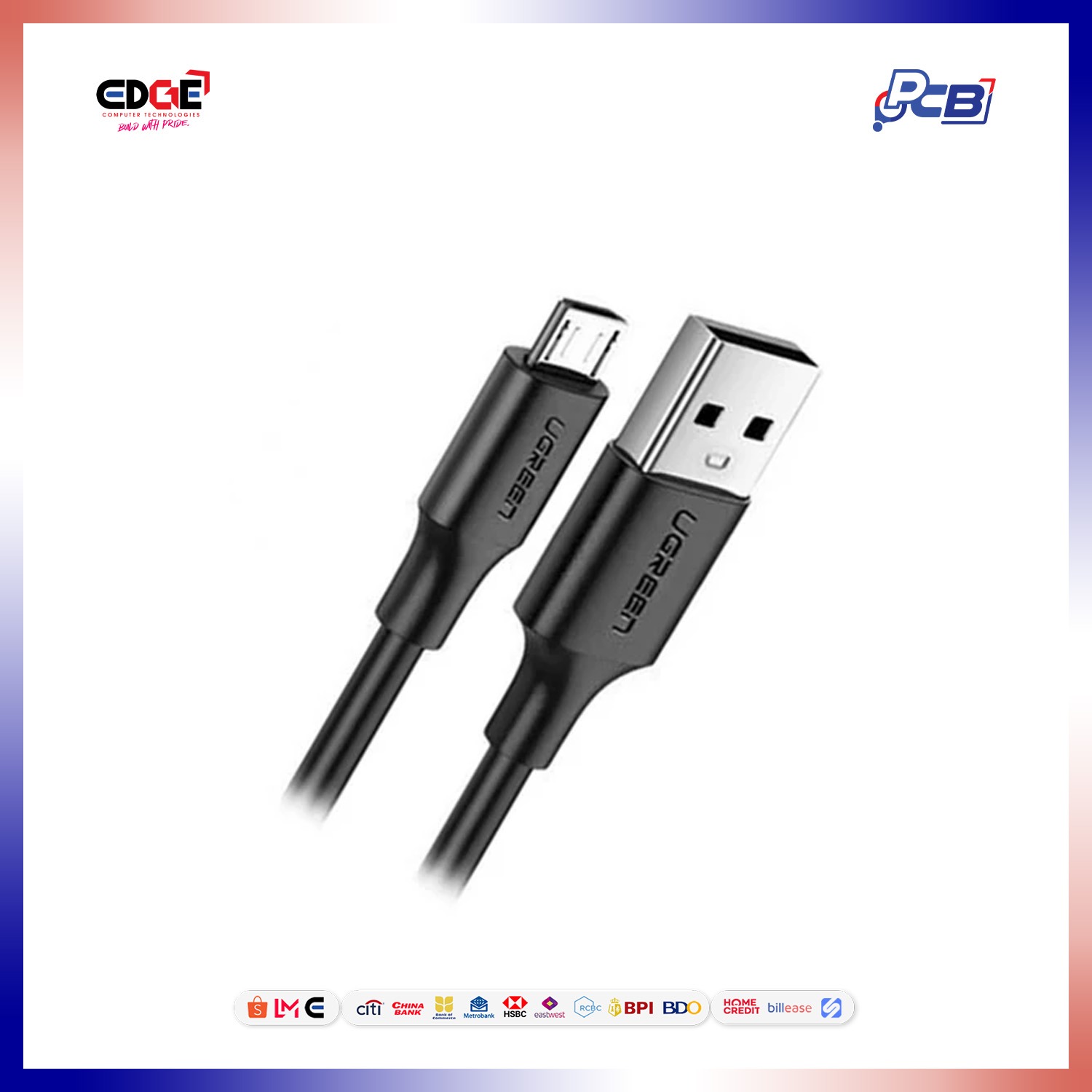 1mtr, UGREEN US289/60136 2A USB-A to Micro USB Cable, Black - Image 2