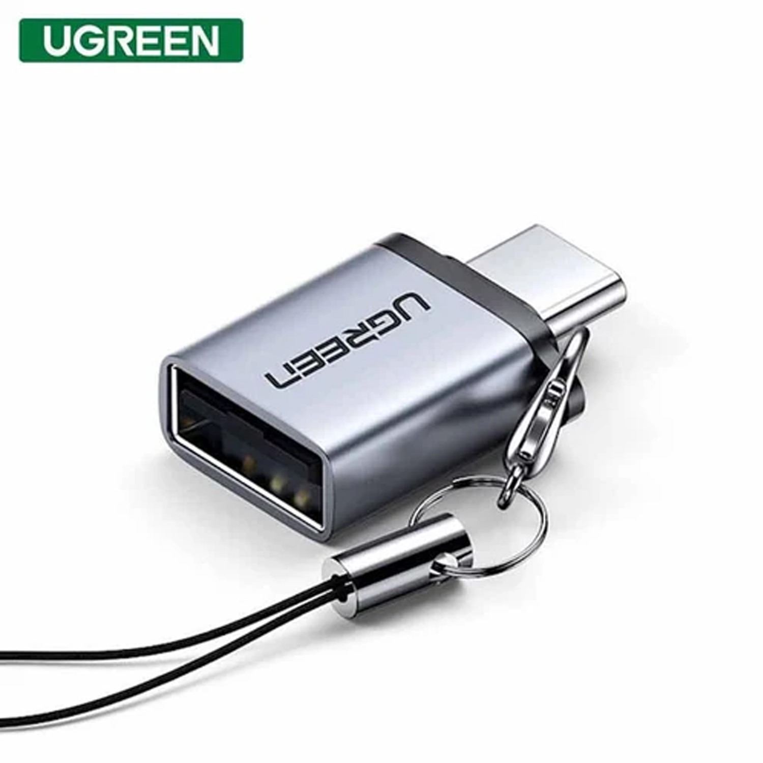 UGREEN US270/50283 USB-C to USB-A Adapter with Lanyard, Space Gray - Image 2