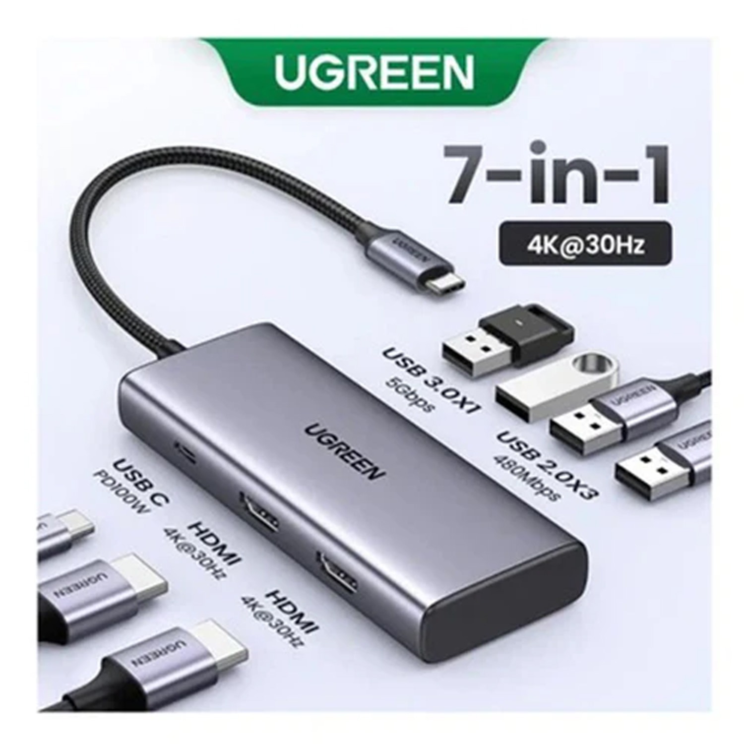 UGREEN CM498/35897 4K/30hz 7-in-1 USB-C Hub - Image 3