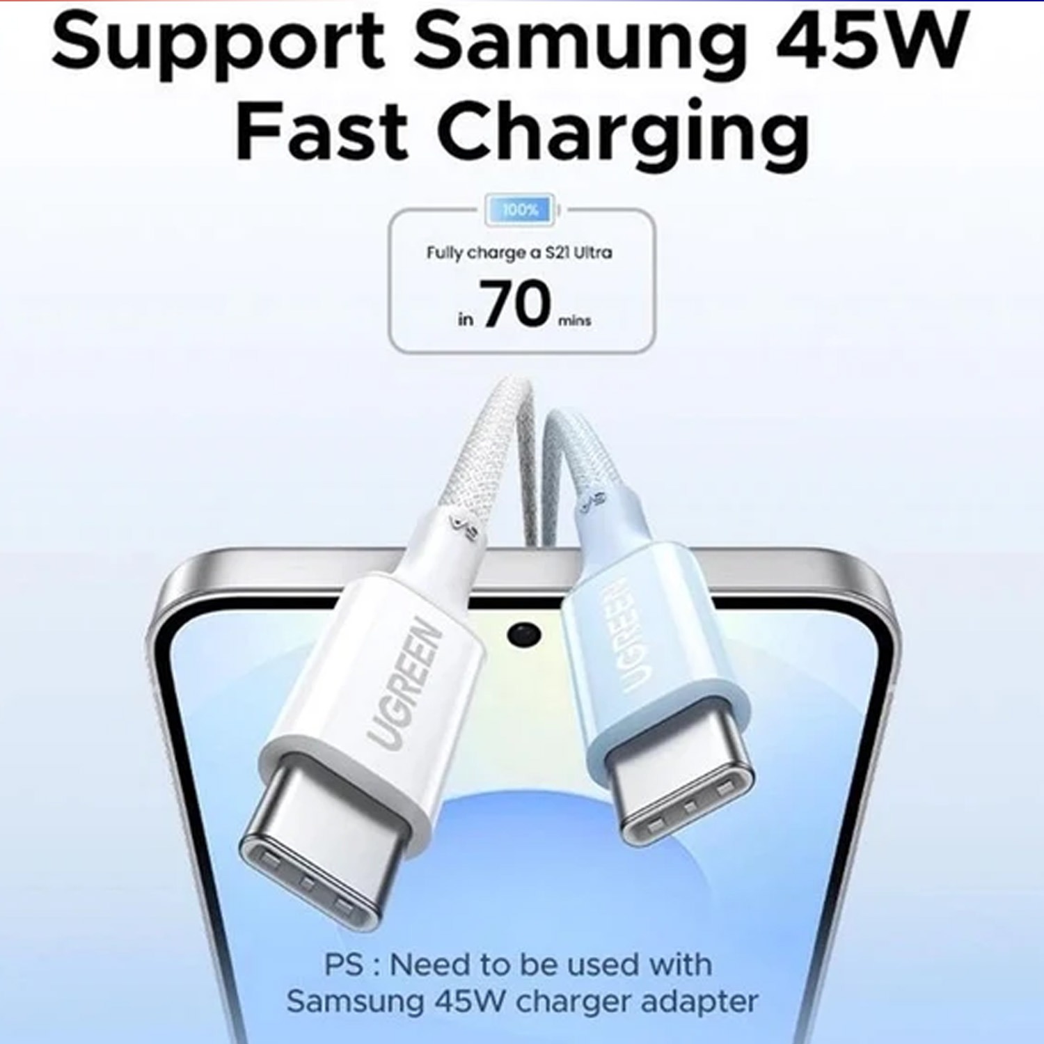 2mtrs, UGREEN L502/65250 100W USB-C to USB-C PD Fast Charging Cable, Black - Image 5