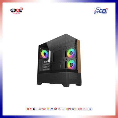 COOLERMASTER Elite 690 Wood ARGB ATX/mATX/ITX PC Chassis, 3*120mm, Black