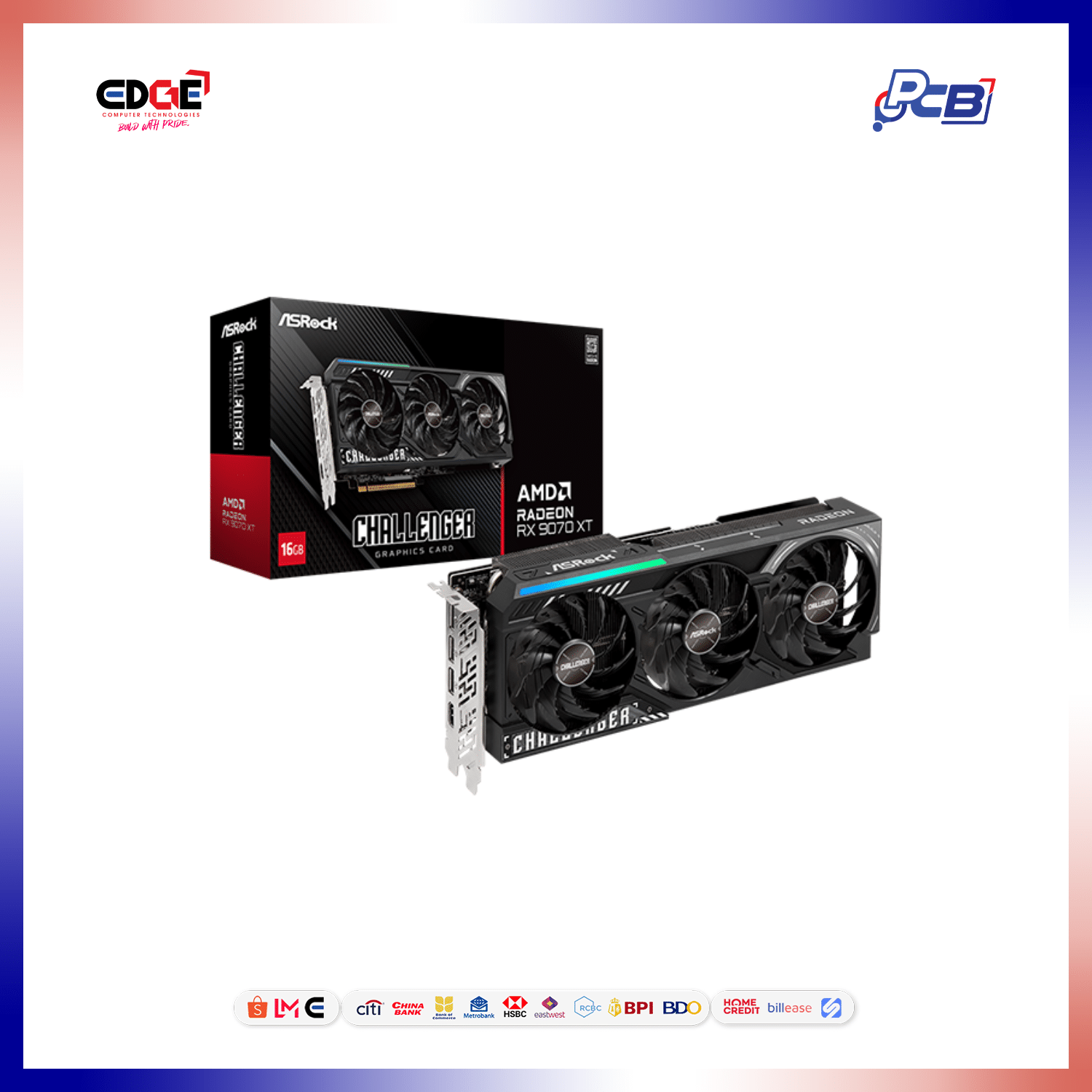 ASROCK Challenger RX 9070XT GPU, 16GB GDDR6