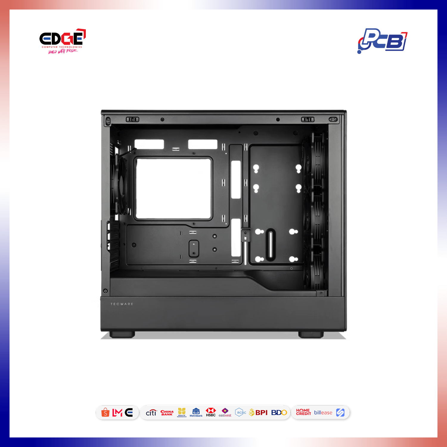 TECWARE Titan M TG PC Chassis, TWCA-TITANM-BK, 3*120mm Non-ARGB Fans, Black - Image 9