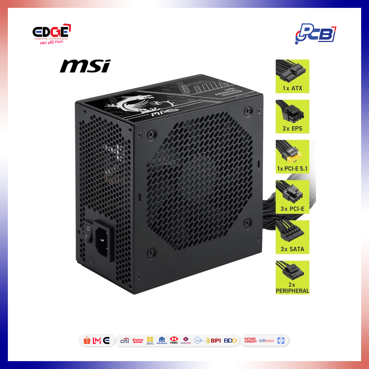 750W, MSI MAG A750BN PClE5 III PSU, 80+ Bronze - Image 5