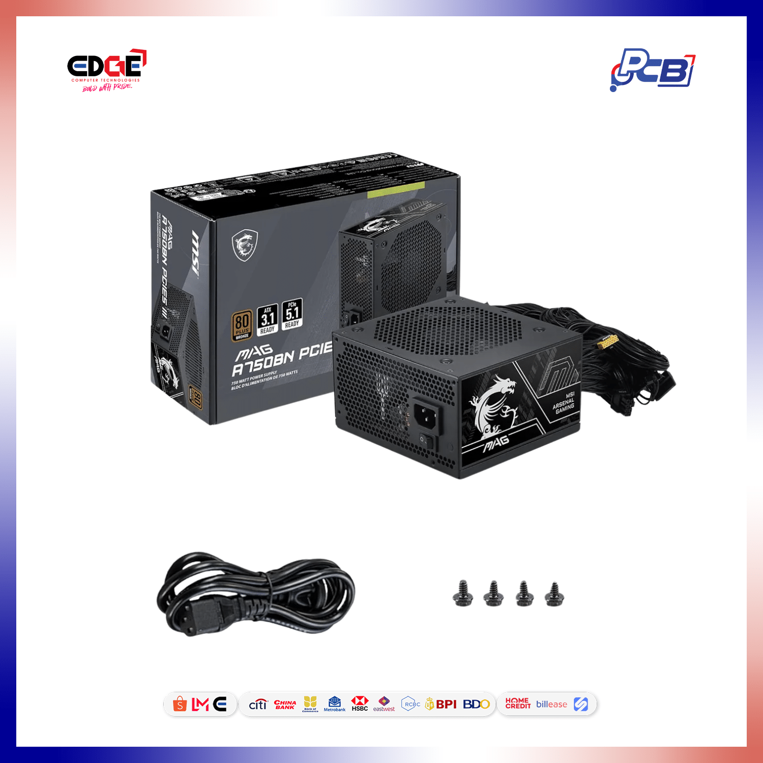 750W, MSI MAG A750BN PClE5 III PSU, 80+ Bronze - Image 10