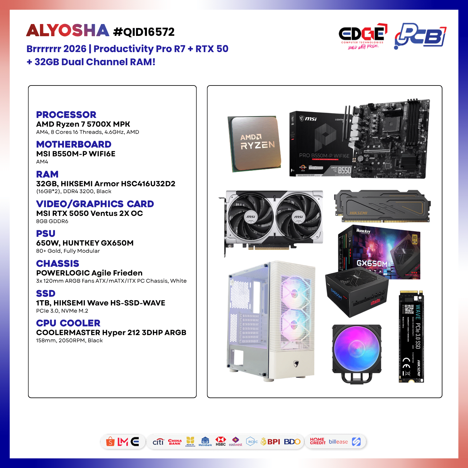QID-16572 | ALYOSHA | Brrrrrr 2026 | Productivity Pro R7 + RTX 50 + 32GB Dual Channel RAM!